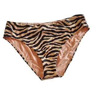 J Crew High Waisted Bikini Bottom Zebra Stripe Plus 2x Swim Pool Beach Vacation